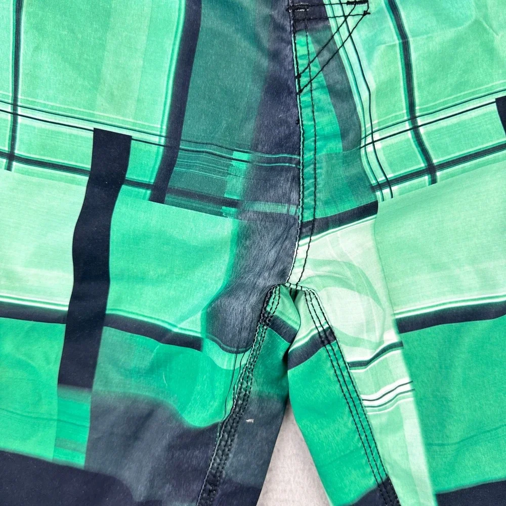 Vintage Ripcurl Boardshorts‎ Mens 36 Green Y2K Patchwork Graphic Surf Long Baggy